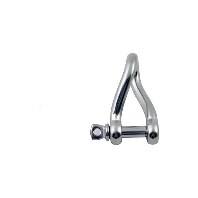 Manille Torse en inox A4 AISI316, élément essentiel pour voiliers, visible avec boulon. Idéale pour sécuriser équipements nautiques, charge maximum 2900kg.