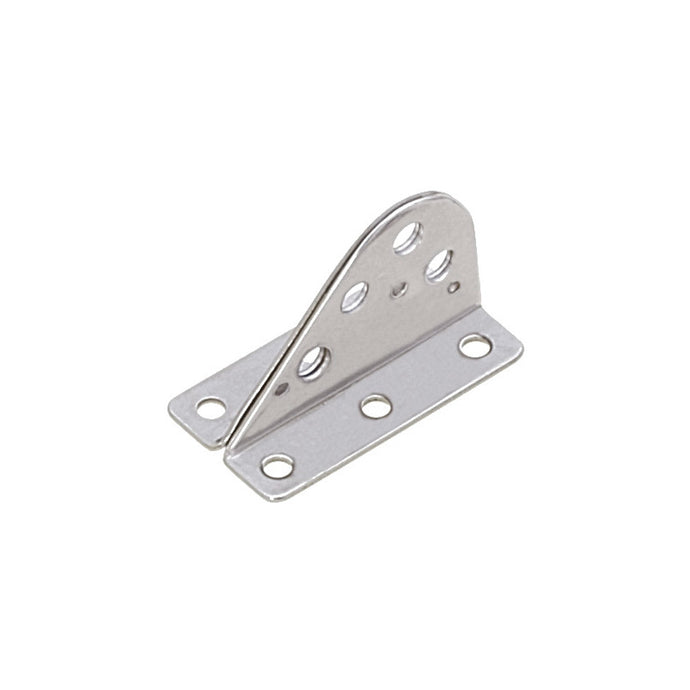 Ferrure d'Etai 060mm avec 4 trous de réglage, idéale pour ajuster l'étai de foc de dériveur, dimensions 60x34x38mm, fixation par 6 trous de 5mm.