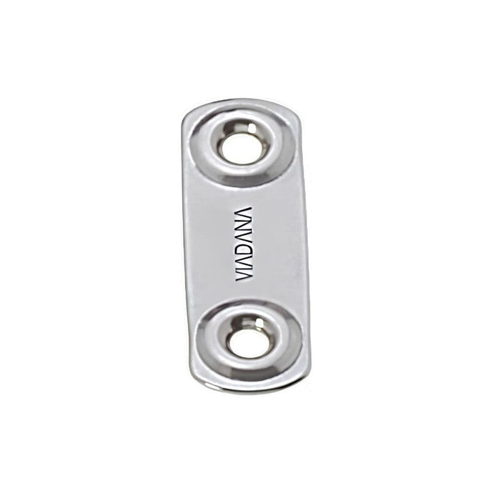 Plaquette de Sangle inox 16 x 50mm avec trous de fixation de 4.5mm, idéale pour accastillage nautique léger.
