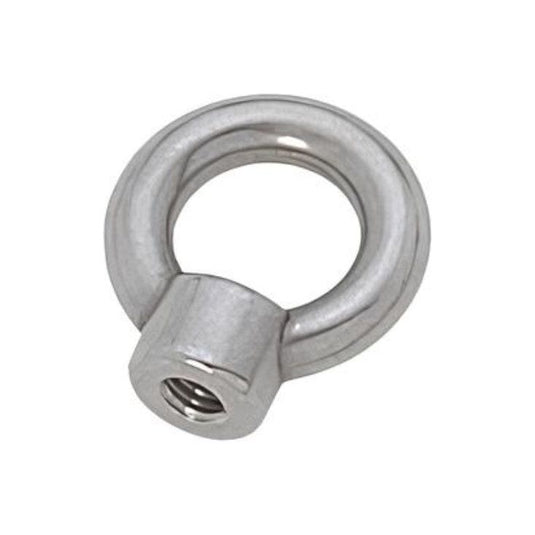 Écrou à Œil inox AISI 316 pour ancrage robuste sur tige filetée, idéal pour applications nautiques sur dériveurs et catamarans. Diamètre disponible: 6 ou 8mm.