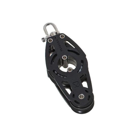 Poulie Violon à billes ø38mm avec émerillon, idéale pour régates, supporte jusqu'à 260kg en travail, conçue pour les applications nautiques exigeantes.