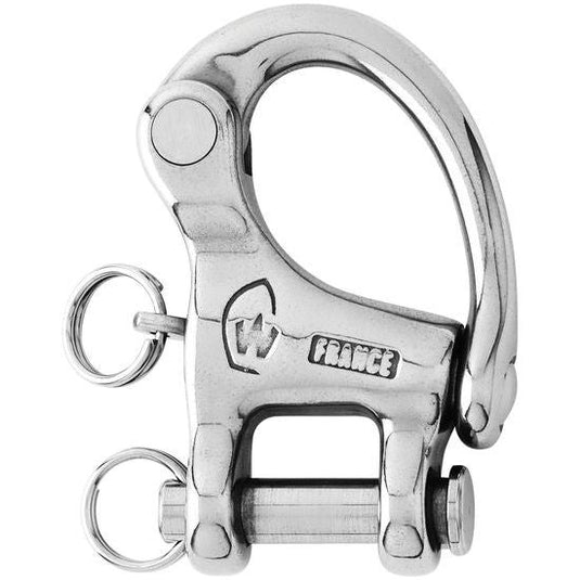 Mousqueton à Chape 52mm en inox 17.4 Ph, conçu pour une ouverture facile et une sécurité optimale, idéal pour voile légère et sports nautiques.