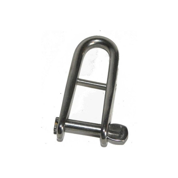 Manille Droite Longue Forgée 1/4 Tour avec Barre, objet métallique robuste avec boulon, conçu pour verrouillage rapide, utilisé en nautisme pour dériveurs et catamarans.