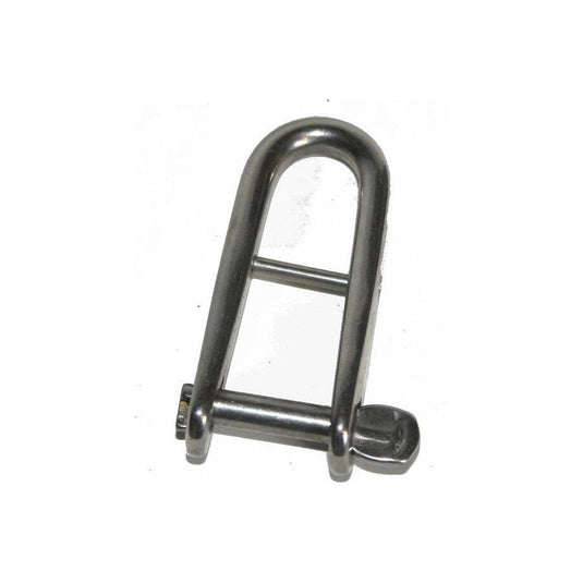 Manille Droite Longue Forgée 1/4 Tour avec Barre, objet métallique robuste avec boulon, conçu pour verrouillage rapide, utilisé en nautisme pour dériveurs et catamarans.