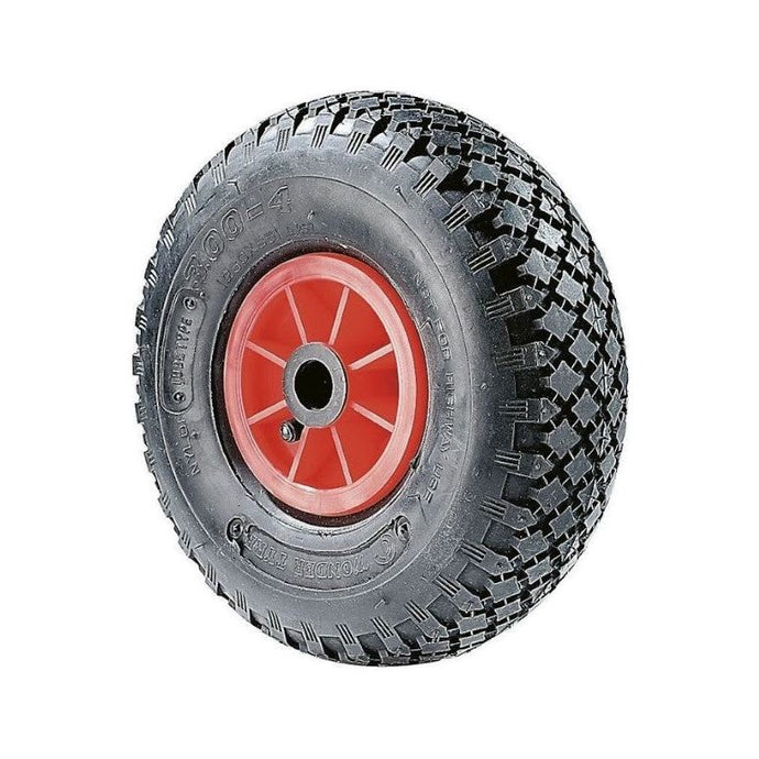 Roue Gonflable ø260mm pour chariots de mise à l'eau, corps en polypropylène rouge, pneu Pavé, charge 150kg, idéale pour voile légère.