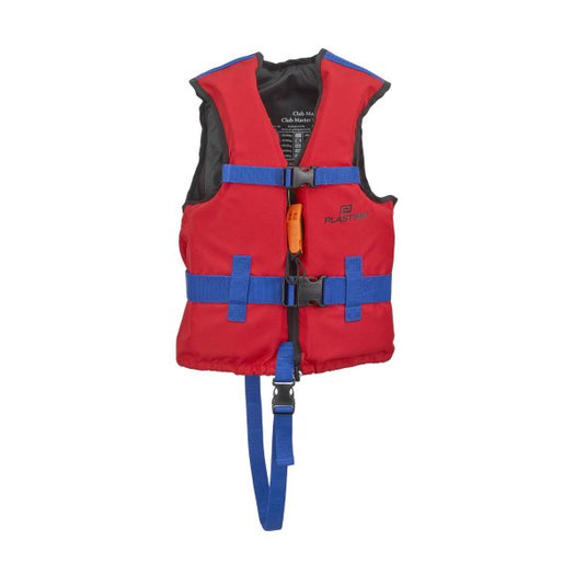 Gilet de sauvetage Club Master, conçu par PLASTIMO, avec mousse souple et deux sangles réglables, idéal pour activités nautiques intenses en club ou école de voile.