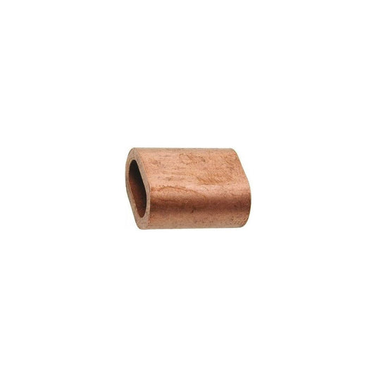Manchon de Boucle cuivre en gros plan, utilisé pour créer des boucles sur câbles inox, essentiel pour l'accastillage voile légère chez Yachting Thommeret.