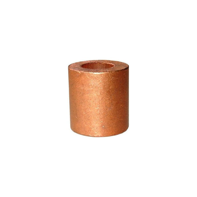 Manchon d'Arrêt cuivre pour câble inox, tube cylindrique avec un trou, destiné à être pressé avec pince manuelle ou presse hydraulique.