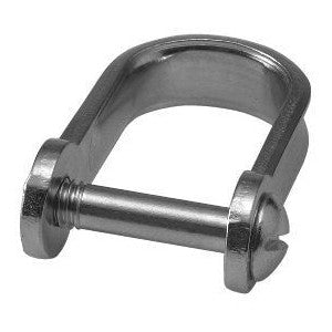 Manille Emboutie Droite avec vis, forme en U, utilisée pour le gréement. Disponible en diamètres de 4mm à 6mm, charge de rupture jusqu'à 1400kg.