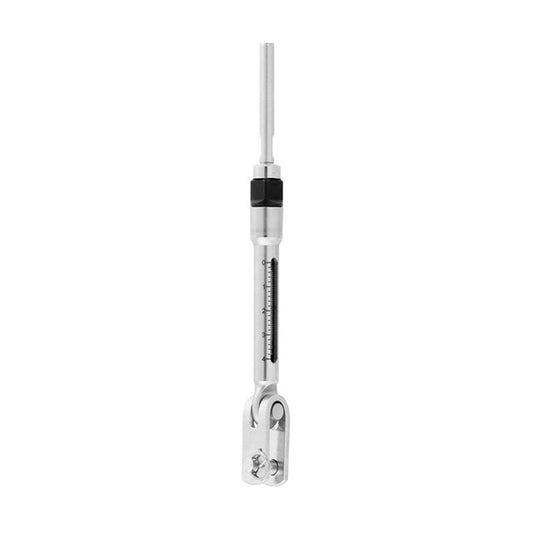 Ridoir en inox pour étai, haubans ou pataras pour deriveur ou catamaran de sport. Reglable, a chape articulée.