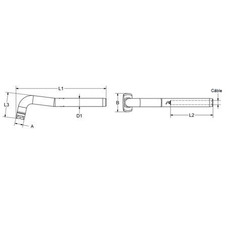 Terminaison en T, embout à sertir en inox Aisi316, conçu pour la voile légère, utilisé avec une plaque d'ancrage adaptée.